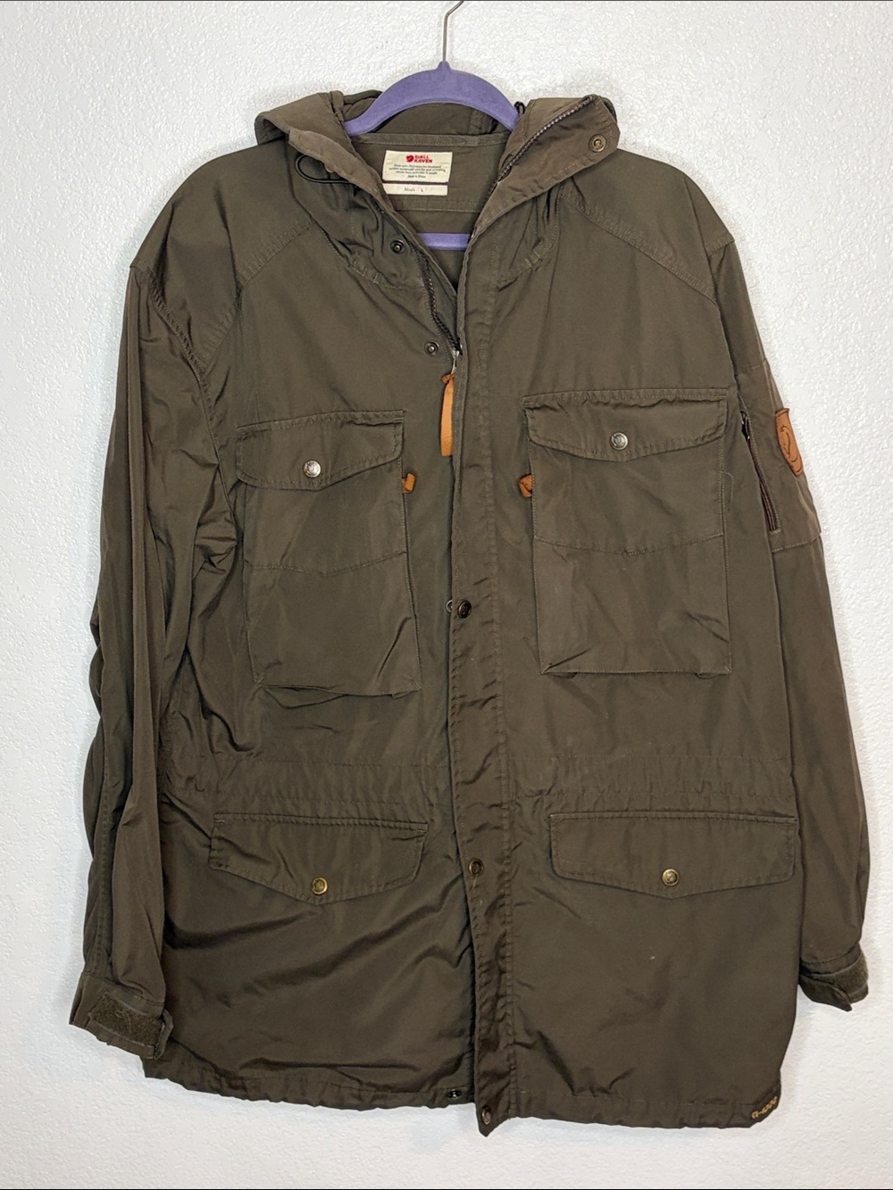 Fjall Raven Olive Green G-1000 Sarek Trekking Jacket Size Lg Backpacking
